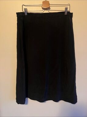 Jones New York Silk Black Midi Wrap Skirt